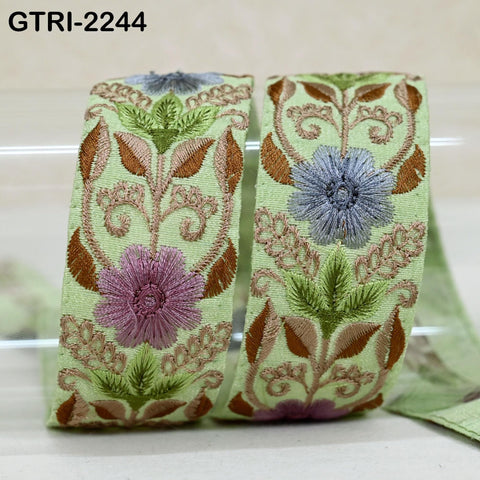 9 Yard Indian Embroidery Ribbons Embroidered Fabric Trim Embellish Saree Tape Sewing Crafting Border Wedding Dress Costume Accessories 32mm