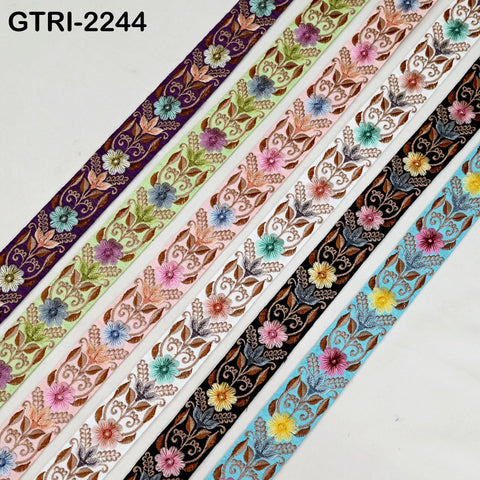 9 Yard Indian Embroidery Ribbons Embroidered Fabric Trim Embellish Saree Tape Sewing Crafting Border Wedding Dress Costume Accessories 32mm