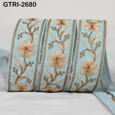 9 Yard Embroidered Viscose Ribbon Trim, Floral Design, Sewing Craft Supplies (3cm)