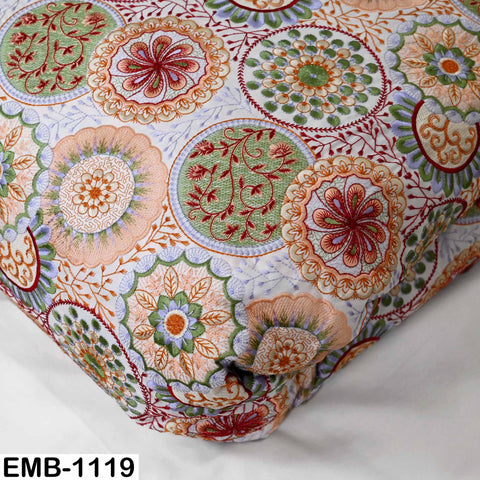 Multicolor Indian Embroidered Viscose Fabric, Mandala Pattern, 56" Wide (1 Yard)