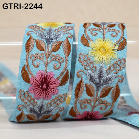 9 Yard Indian Embroidery Ribbons Embroidered Fabric Trim Embellish Saree Tape Sewing Crafting Border Wedding Dress Costume Accessories 32mm