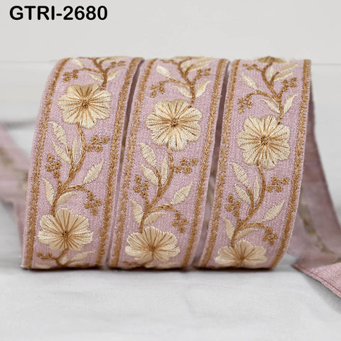 9 Yard Embroidered Viscose Ribbon Trim, Floral Design, Sewing Craft Supplies (3cm)