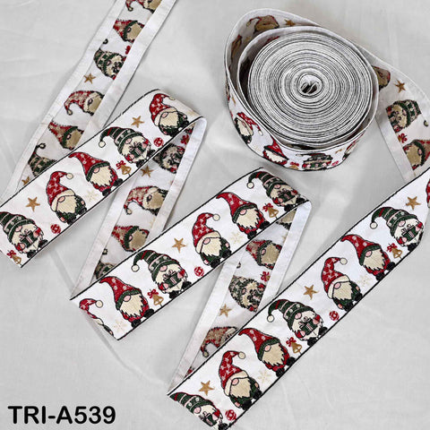 Embroidered Santa Claus Trim, Viscose Fabric Border, 2 in Wide (1 Meter)