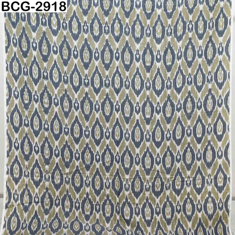 Dusty Green Handwoven Indian Ikat Cotton Fabric: Yarn Dyed, Soft Summer Dress Material (Sold by Yard)