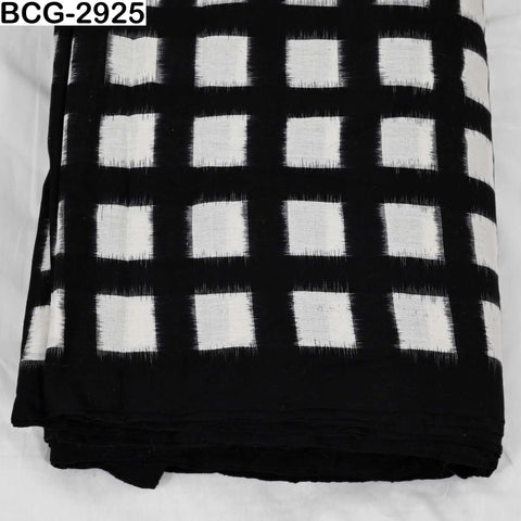 Black and Ivory Double Ikat Cotton Fabric (120 GSM) – Handloom Yardage