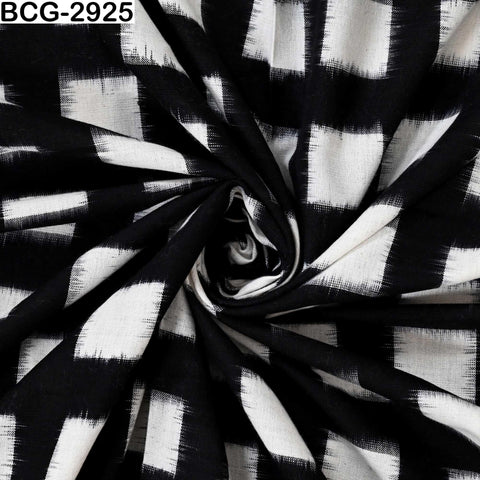 Black and Ivory Double Ikat Cotton Fabric (120 GSM) – Handloom Yardage
