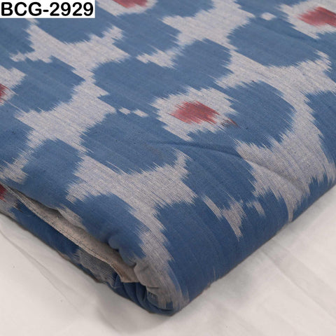Blue, Brown Ikat Handloom Cotton Fabric by the Yard: Soft, Medium Weight, 44" Width