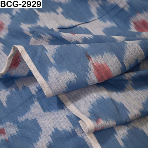 Blue, Brown Ikat Handloom Cotton Fabric by the Yard: Soft, Medium Weight, 44" Width