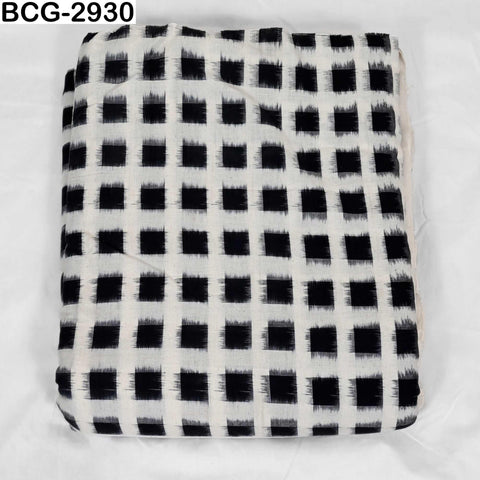 Double Ikat Cotton Fabric (120 GSM) – Black and Ivory Handloom Yardage