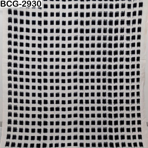 Double Ikat Cotton Fabric (120 GSM) – Black and Ivory Handloom Yardage