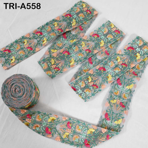 1 Meter Indian 7.5cm Embroidery Fabric Trim Decorative Saree Embellishments DIY Crafting Sewing Curtains Sari Border Embroidered Ribbons