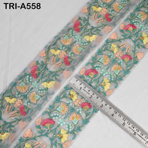 1 Meter Indian 7.5cm Embroidery Fabric Trim Decorative Saree Embellishments DIY Crafting Sewing Curtains Sari Border Embroidered Ribbons