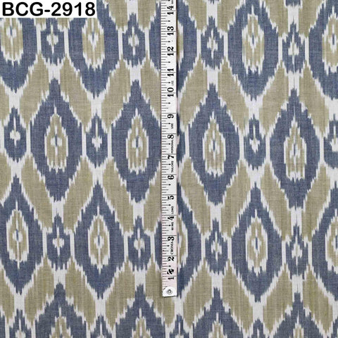 Dusty Green Handwoven Indian Ikat Cotton Fabric: Yarn Dyed, Soft Summer Dress Material (Sold by Yard)