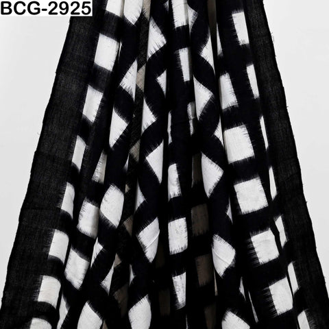 Black and Ivory Double Ikat Cotton Fabric (120 GSM) – Handloom Yardage