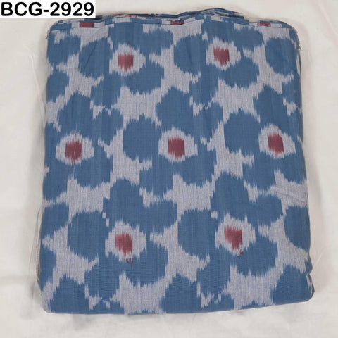 Blue, Brown Ikat Handloom Cotton Fabric by the Yard: Soft, Medium Weight, 44" Width