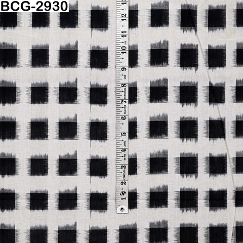 Double Ikat Cotton Fabric (120 GSM) – Black and Ivory Handloom Yardage