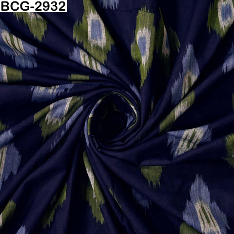 Handloom Indian Ikat Cotton Fabric: Yarn-Dyed, Soft Medium-Weight (Sold by Yard)