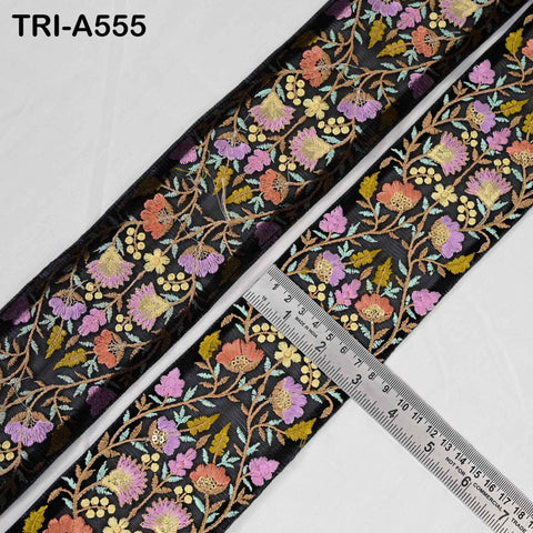 1 Meter Indian 7.5cm Embroidery Fabric Trim Decorative Saree Embellishments DIY Crafting Sewing Curtains Sari Border Embroidered Ribbons