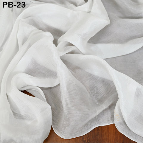 Dyeable Indian White Pure Silk Chinon Chiffon Fabric by The Yard Dupattas Saree Fabric Costume Apparel Wedding bridesmaid Crafting Sewing