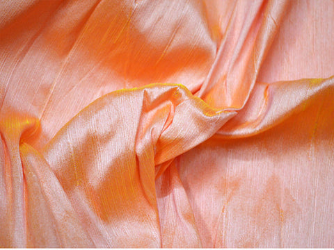 Peach yellow dupioni fabric by the yard Indian poly dupion crafting wedding bridesmaid prom dresses sewing costumes cushion covers drapes summer dress home decor fabric