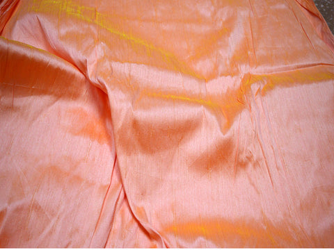 Peach yellow dupioni fabric by the yard Indian poly dupion crafting wedding bridesmaid prom dresses sewing costumes cushion covers drapes summer dress home decor fabric