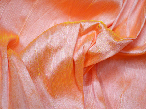 Peach yellow dupioni fabric by the yard Indian poly dupion crafting wedding bridesmaid prom dresses sewing costumes cushion covers drapes summer dress home decor fabric