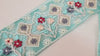 Embroidered Ribbon, Floral 65mm Trim | Net Fabric, 1 Meter - Maroon, Ivory, Grey, Turquoise Blue