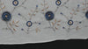 Embroidered Cotton Fabric by Yard: Blue, Brown, Grey Floral Print Sewing Material
