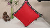 Red Dupioni Silk Cushion Cover: Christmas Bell Embroidered Pillow