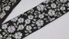 Embroidered Ribbon, Indian Sari Border, 1 Meter Moss Green Floral Trim - Black Viscose, 7Cm Wide
