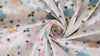 White viscose fabric with mashroom embroidery, floral pattern, 44" wide (1 yard)