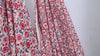 Block-Printed Floral Cotton Fabric, Summer Dress, Sleepwear Pajamas Sewing Material by the Yard, Red and Grey