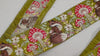 1 Meter Green Embroidery Ribbon Trim Fox Indian Sari Border DIY Crafting Sewing Bag Straps Regency Reticules Home Decor Junk Journals 5cm