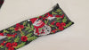 Embroidered Ribbon, Indian Sari Border | Viscose Dupioni Fabric | 5cm (42mm), 1 Meter, Red Green White On Black