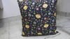 Navy Blue Floral Embroidered Pillow Cover: Cotton Cushion Sham