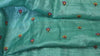 Sea Green Pure Tussar Silk Embroidered Fabric by the yard Embroidery Raw Silk Wild Natural Handmade Fabric Peace Silk Tussah Dress Material