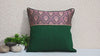 Gold Cushion Cover Square, Pure Silk Luxury Cushion Pillowcase Brocade Bottle Green For Sofa Bed or Throw Pillow Designer Indian Handmade