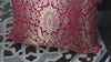 Magenta Brocade Silk Pillow Cover: Handmade Lumbar Cushion