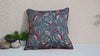Grey Embroidered Silk Cushion Cover: Floral Pillowcase, Handmade