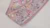 Indian Trims, Embroidered Sari Border | Pink Viscose Ribbon, Yellow Green Motifs | 8Cm Wide, 1 Meter