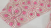 Trim by 1 Meter, Embroidered Saree Border Ribbon - Pink White Tulle, For Costumes, Crafts, 8cm (3 Inch)
