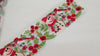 Embroidered Ribbon, Indian Sari Border Trim | Viscose Dupioni Fabric, White, Red Green Grey Embroidery | 1Meter, 5CM