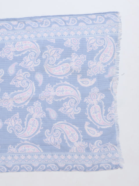 Sky blue color decorated paisley printed scarfs by 1 pieces online beautiful handmade fashion accessory scarves indian polyester designer stoles christmas birthday bohemian long scarf evening stole wrap for summer