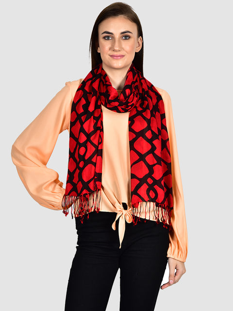 Red Black Long Scarf Women Accessory Scarves Fashion Indian Rayon Gift for Her Girlfriend Christmas Birthday Summer Boho Party Wear Stoles