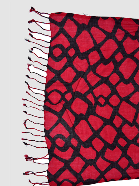 Red Black Long Scarf Women Accessory Scarves Fashion Indian Rayon Gift for Her Girlfriend Christmas Birthday Summer Boho Party Wear Stoles