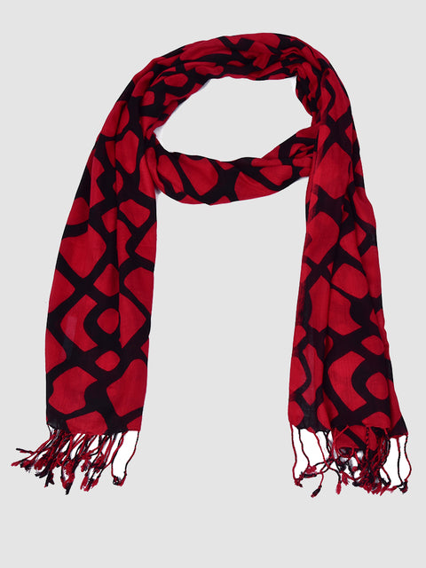 Red Black Long Scarf Women Accessory Scarves Fashion Indian Rayon Gift for Her Girlfriend Christmas Birthday Summer Boho Party Wear Stoles