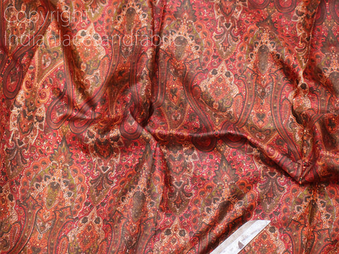 Red Indian Saree Soft Pure Printed Silk Fabric by the yard Wedding Dresses Bridesmaid Party Costume Curtains Crafting Sewing Dupatta Scarf Home Decor Furnishing Table Runner