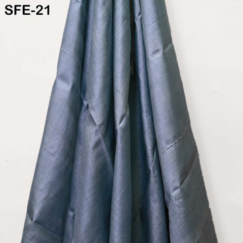 Powder Blue Pure Tussar Silk Embroidered Fabric Indian Embroidery Raw Silk Wild Natural Handmade Fabric Peace Silk Tussah Dress Material