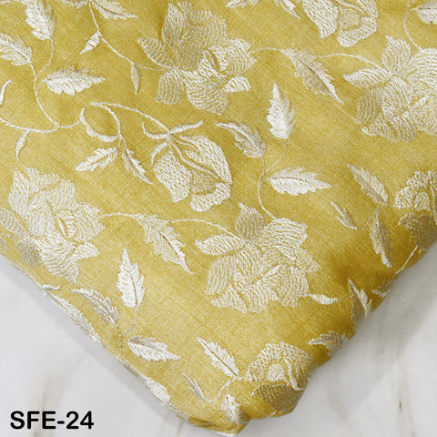 Pure Tussar Silk Embroidered Fabric by the yard Indian Embroidery Raw Silk Wild Natural Handmade Fabric Peace Silk Tussah Dress Material