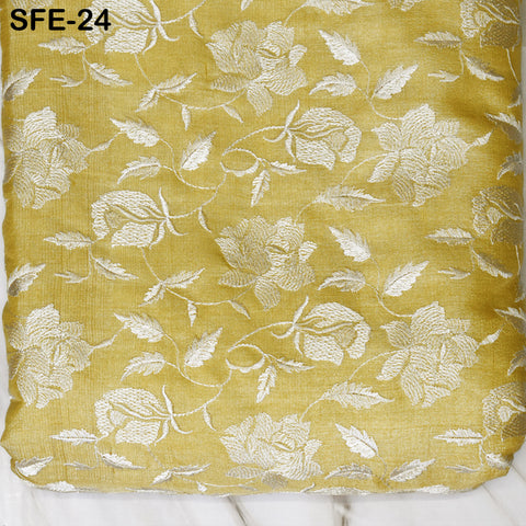 Pure Tussar Silk Embroidered Fabric by the yard Indian Embroidery Raw Silk Wild Natural Handmade Fabric Peace Silk Tussah Dress Material